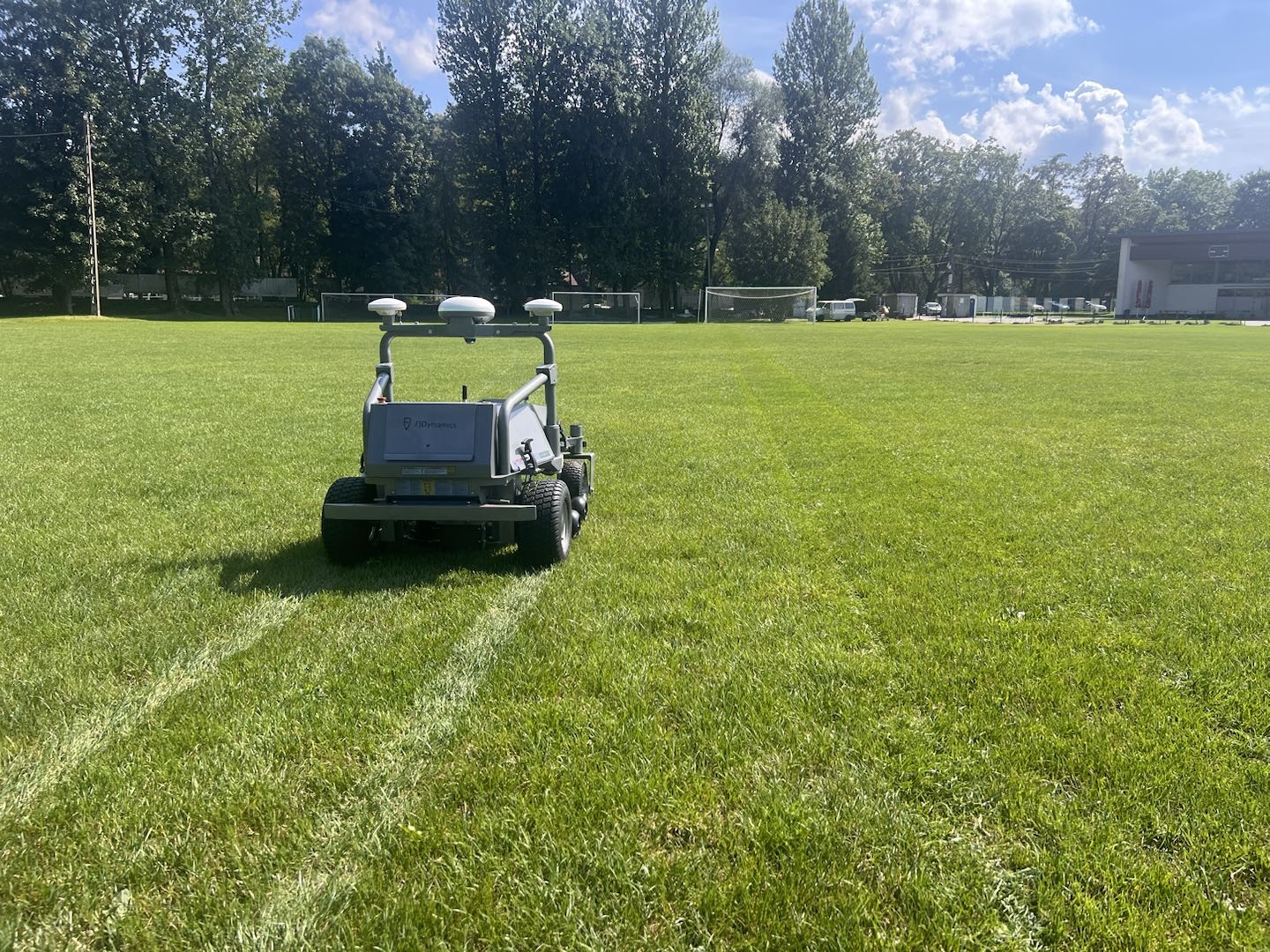 Corporate campus with robotic mowers